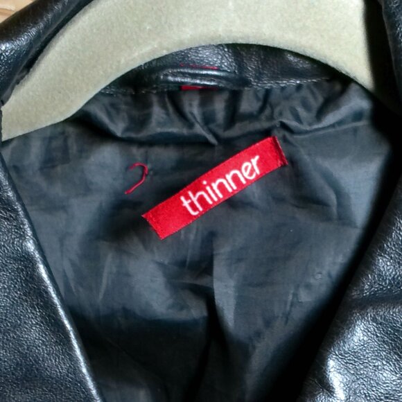 Large Black Leather Pig Skin Jacket - Picture 3 of 6